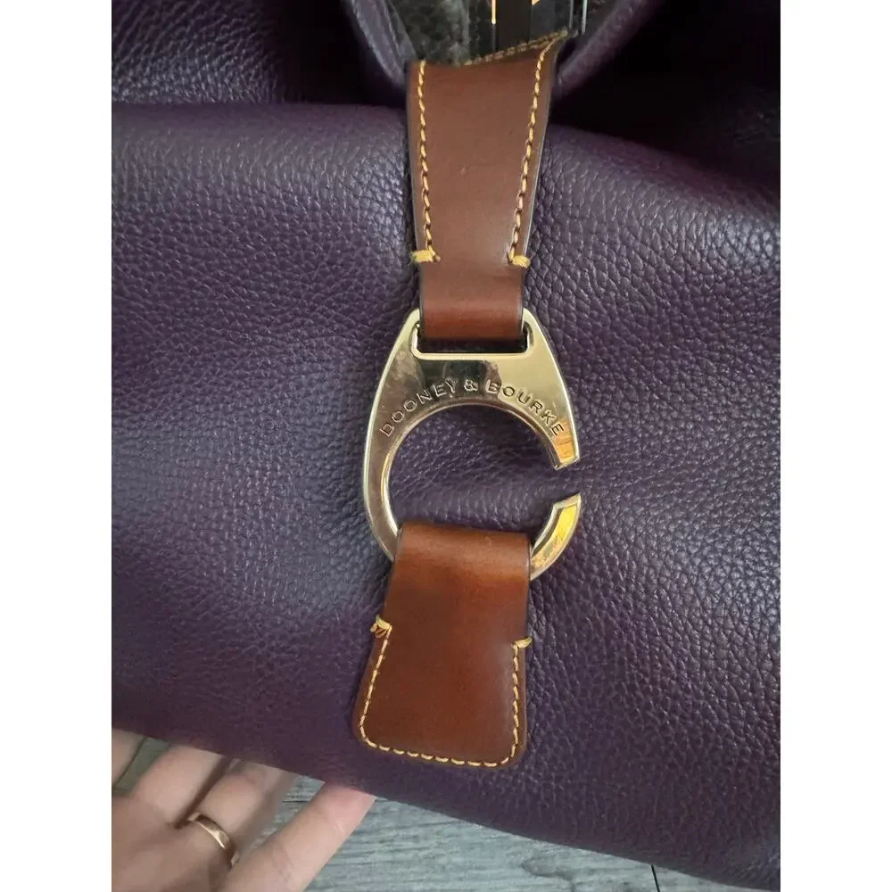 Stunning Dooney & Bourke eggplant purple pebble leather Derby tote handbag